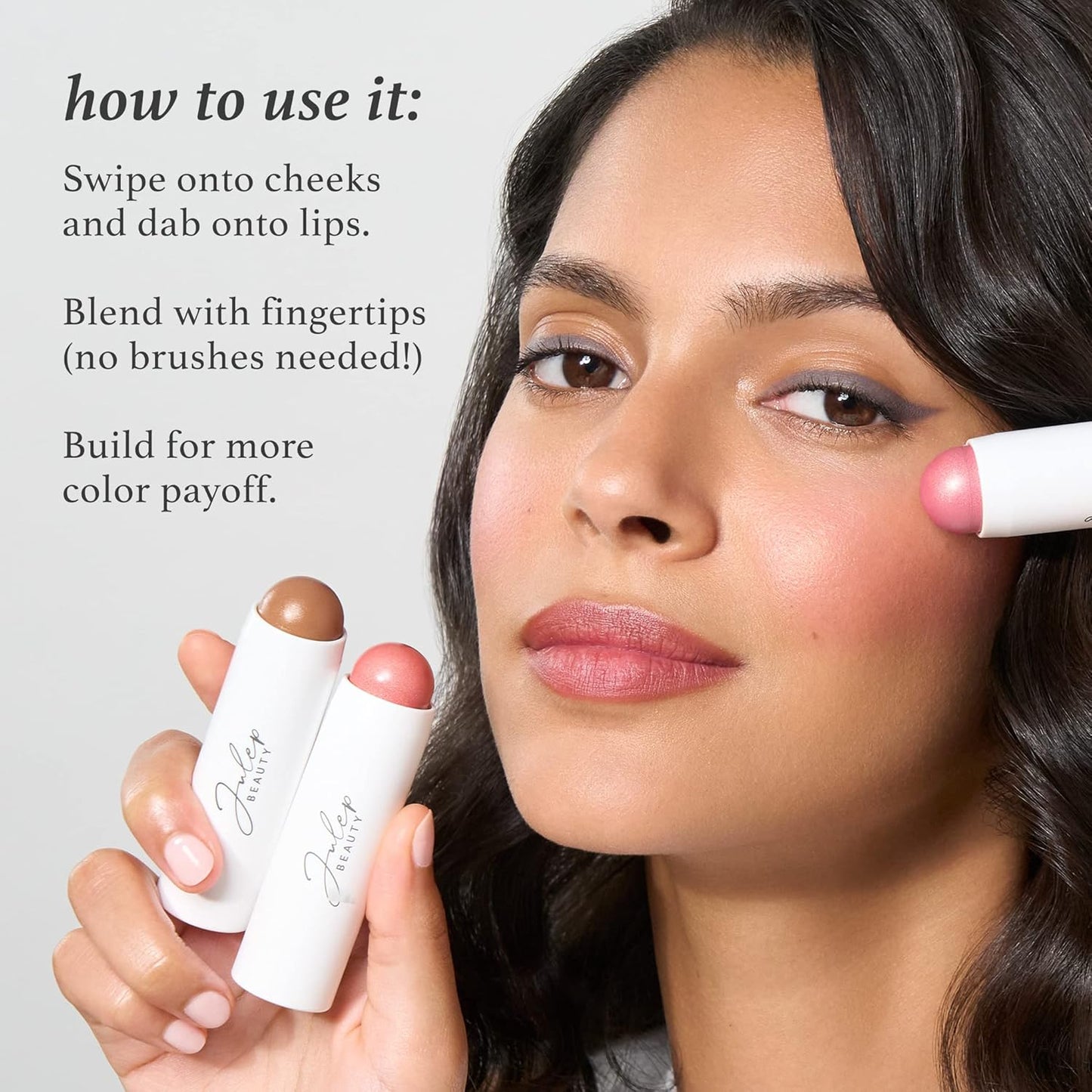 Julep Skip The Brush Cream to Powder Blush Stick - Sweet Peach - Blendable and Buildable Color - 2-in-1 Blush and Lip Makeup Stick