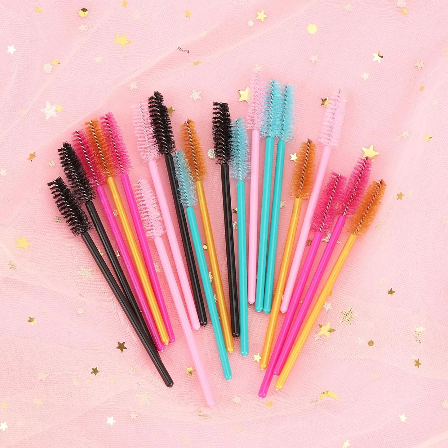 Tbestmax 500 Disposable Mascara Wands Eyelash Brush Spoolies for Eyebrow Eye Lash Extension, Makeup Brushes Applicators Kits - 5 Colors