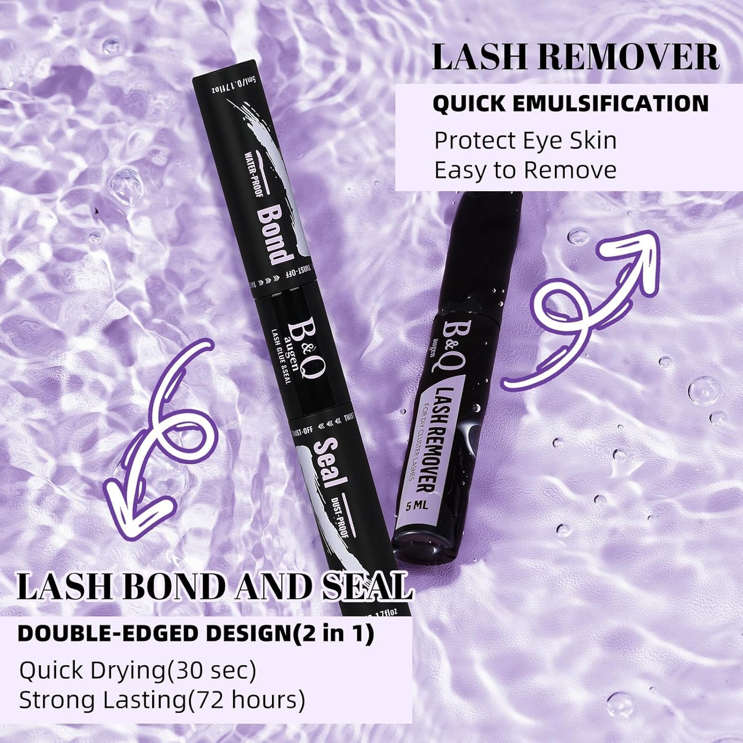 B&Qaugen Lash Extension Kit 192 PCS Eyelash Extension Kit D Curl Lash Clusters Kit Wispy Individual Lash Kit DIY Lash Extension Kit with Lash Glue and Remover Applications (B05+B06, Kit)
