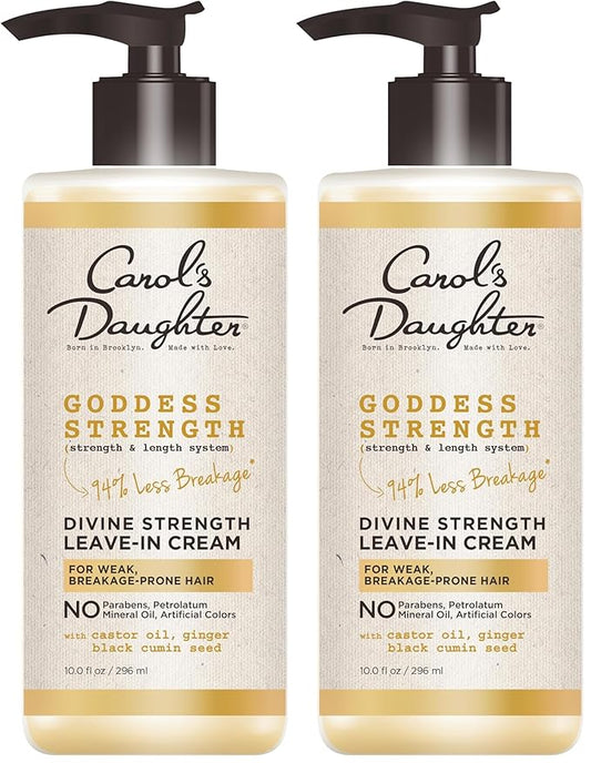 Carol's Daughter Goddess Strength Leave In Conditioner Cream,10 Fl Oz - Strengthening and Moisturizing for Wavy,Curly Hair,(Pack of 2)