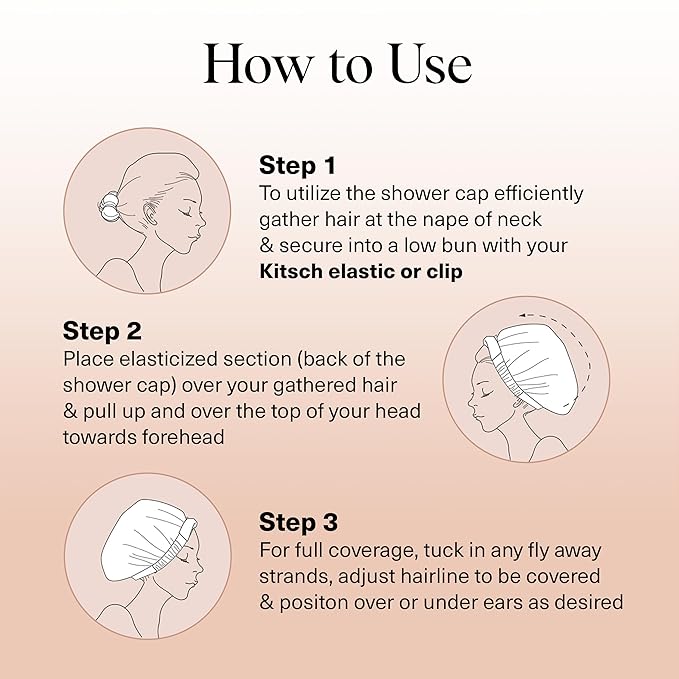 Kitsch Luxury Satin-Lined Flexi Shower Caps for Women Reusable Waterproof - Large Wide Shower Cap for Women & Men, Adjustable, Stylish Hair Cap for Showers, For Long & Short Hair - Terracotta Checker