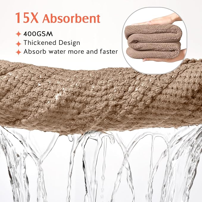 YFONG 2 Pack Microfiber Hair Towel Wrap for Women, Super Absorbent Quick Dry Hair Turban for All Hair Style Anti Frizz, Large Hair Drying Towel with Button