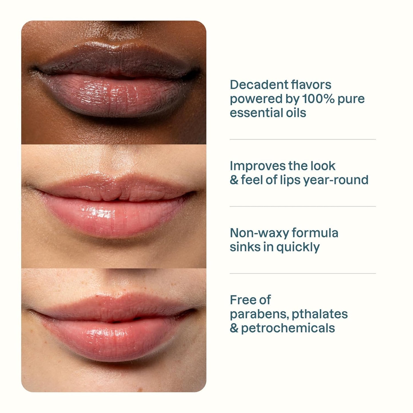 Cliganic Organic Lip Balm Set (6 Flavors) - 100% Natural Hydrating, Moisturizing for Dry Cracked Lips, for Men & Women
