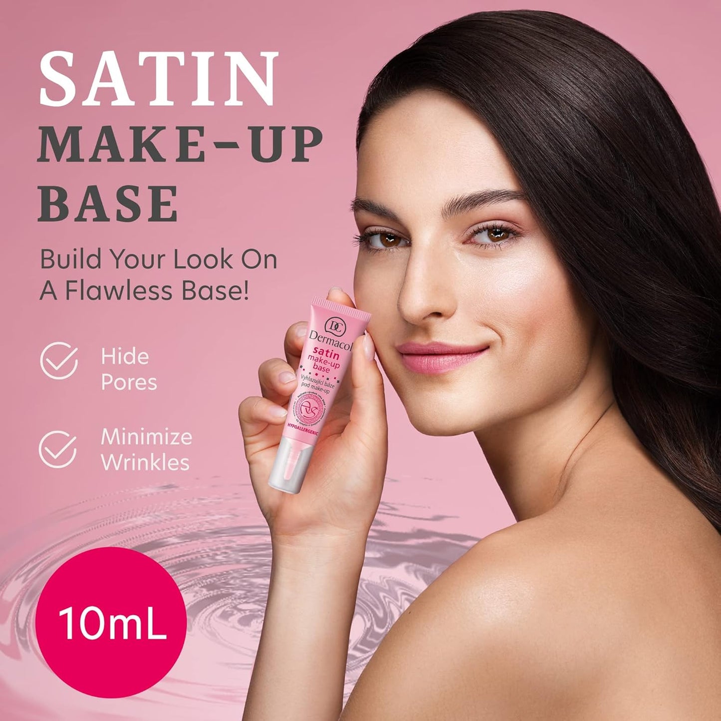 Dermacol - Satin Makeup Base, Matte Face Primer for Wrinkles and Pores, Transparent Makeup Primer for Oily Skin & Dry and Combination Skin, Easy to Blend Pore Filling Primer, No Preservatives, 10 mL