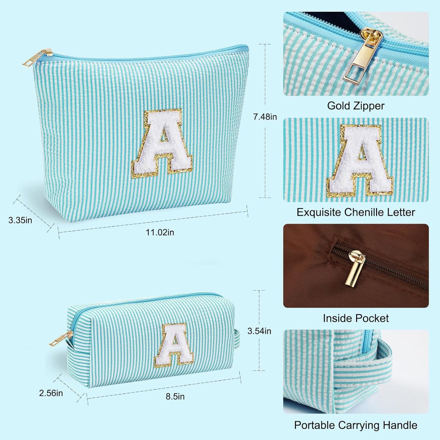 YOOLIFE Travel Makeup Bag for Girls, Initial Makeup Bag | Small Makeup Bag | Teen Girl Gifts for Teenage Girls | Birthday Gifts for Girls | Travel Gifts for Girls | Travel Makeup Bag Organizer - D