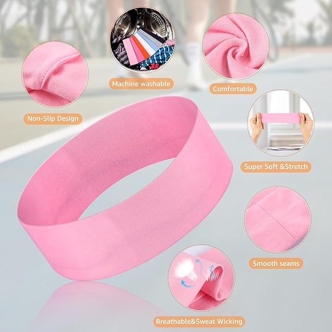 Headbands for Women, Stretchy Non Slip Soft Cotton Cloth Hair Bands for Sports, Workout, Yoga and Running, 7pcs