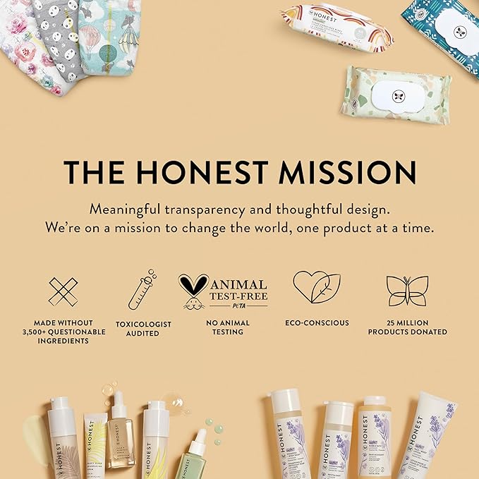 The Honest Company Hypoallergenic Multi-Use Baby Wipes for Sensitive Baby Skin Rainbow 60 Count