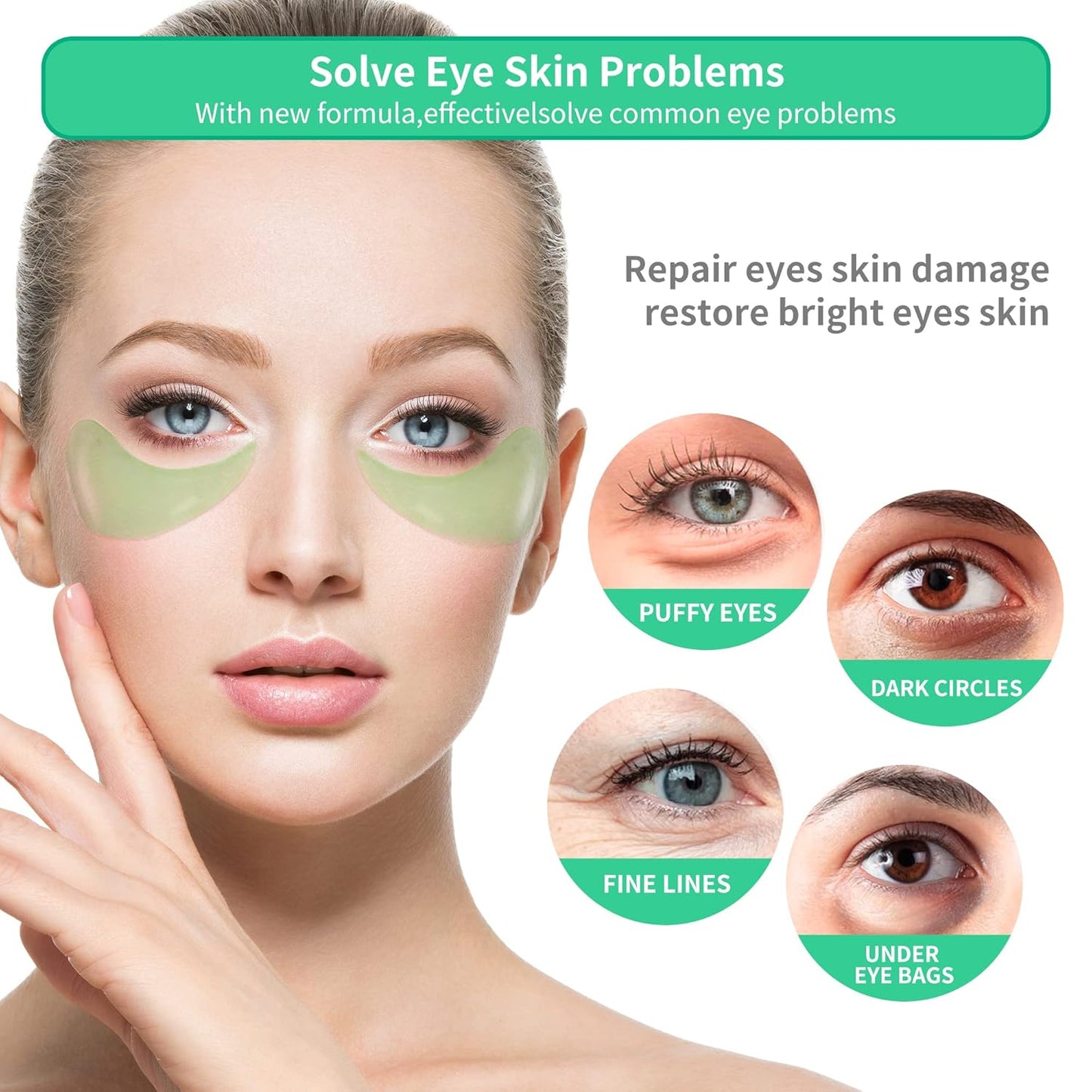 BREYLEE Aloe Vera Eye Masks 60 Pcs-eye Masks with Calming and Hydrating Ingredients, Improve and Firm eye Skin,Under Eye Patches,Eye Patches For Puffy Eyes,Multiple Plant Essences