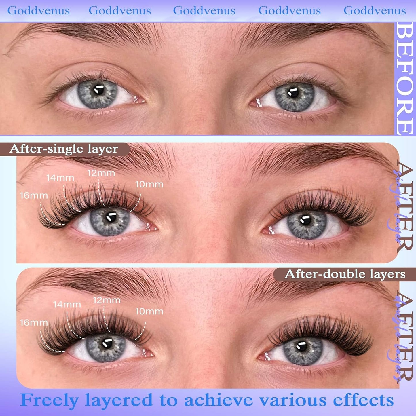 Wispy Lash Clusters 10-16mm Lashes Clusters Eyelash Extensions Natural Individual Lashes 144pcs D Curl Lash Extension DIY Soft Comfortable Eyelash Clusters with Cotton Band
