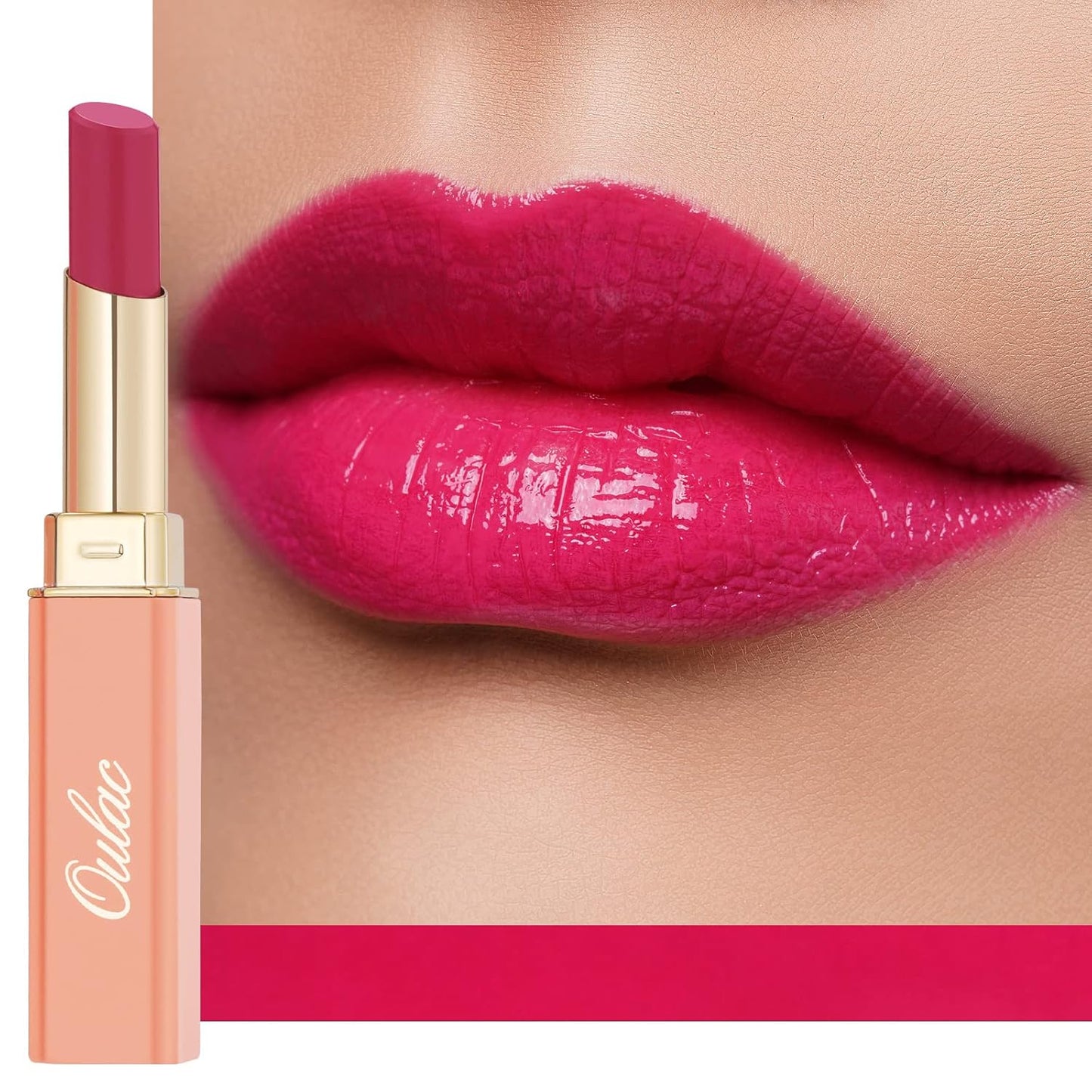 Oulac Moisturizing Shine Rose Pink Lipstick for Women, 2 in 1 Tinted Lip Balm for Winter, Hydrated Juicy and Glossy Lip Color for Dry, Cracked and Chapped Lips, Vegan 2.2g/0.07oz (09)