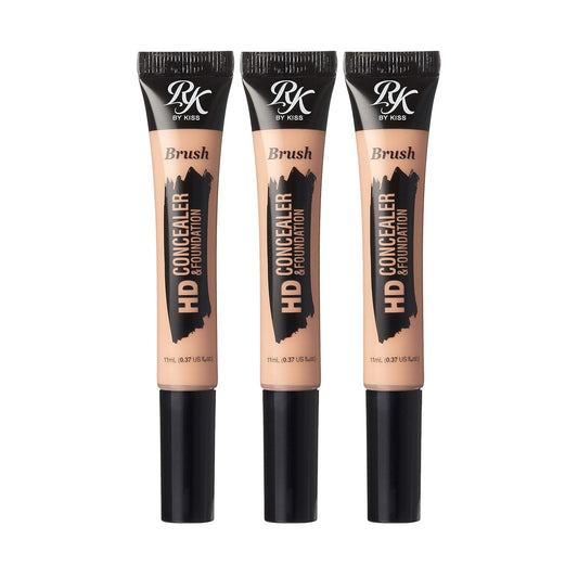 Ruby Kisses HD Concealer & Foundation Brush Flawless Full Coverage Face Makeup Lightweight Highlighter Long Lasting Under Eye Conceals Contour Corrector (Nude)