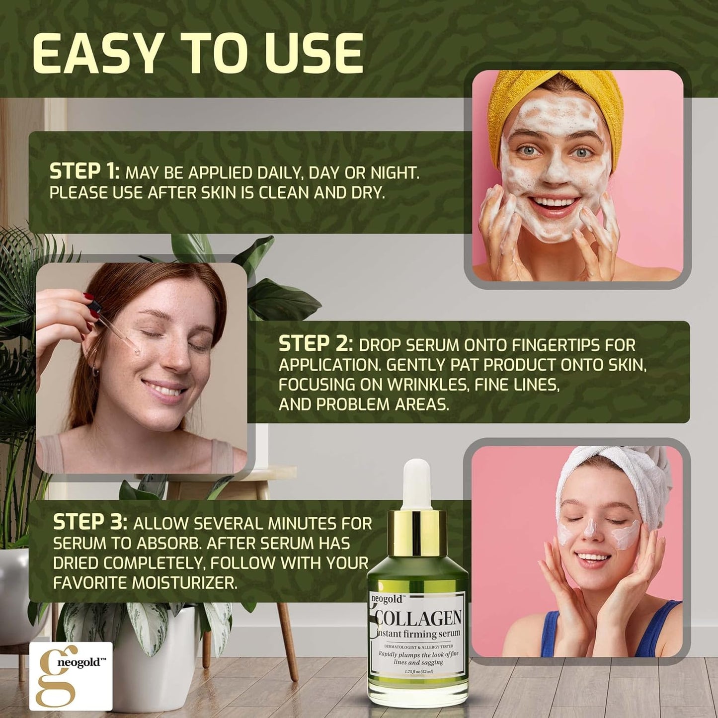 Collagen Serum For Face | Collagen Face Serum For Skin Tightening Helps Lift, Plump, & Firm Sagging Skin | Serums For Skin Care | Anti Wrinkle Boost, Fragrance Free, 2 Fl Oz