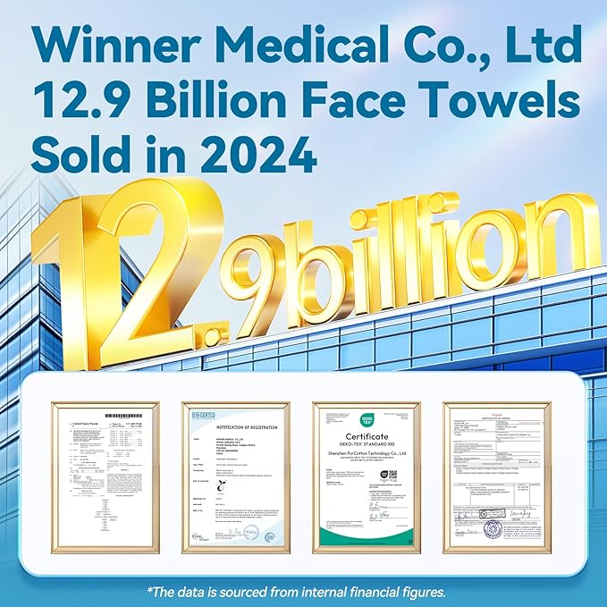 Winner Cotton Face Towels Box, 100% USDA Biobased Facial Towelettes, Disposable Face Towel XL, Odor-Free, Ultra Soft Makeup Remover Wipes for Sensitive Skin, Biodegradable, 100 Ct, Pack of 1
