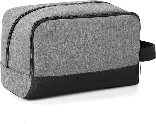 Elviros Travel Toiletry Bag for Men Hanging Dopp Kit Shaving Bag Toiletries Organizer Small Toiletry Bag for Traveling (Grey&Black,Large)