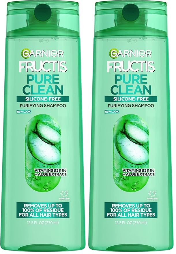 Garnier Fructis Pure Clean Purifying Shampoo,Silicone-Free,12.5 Fl Oz,(Packaging May Vary),(Pack of 2)