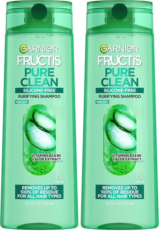 Garnier Fructis Pure Clean Purifying Shampoo,Silicone-Free,12.5 Fl Oz,(Packaging May Vary),(Pack of 2)
