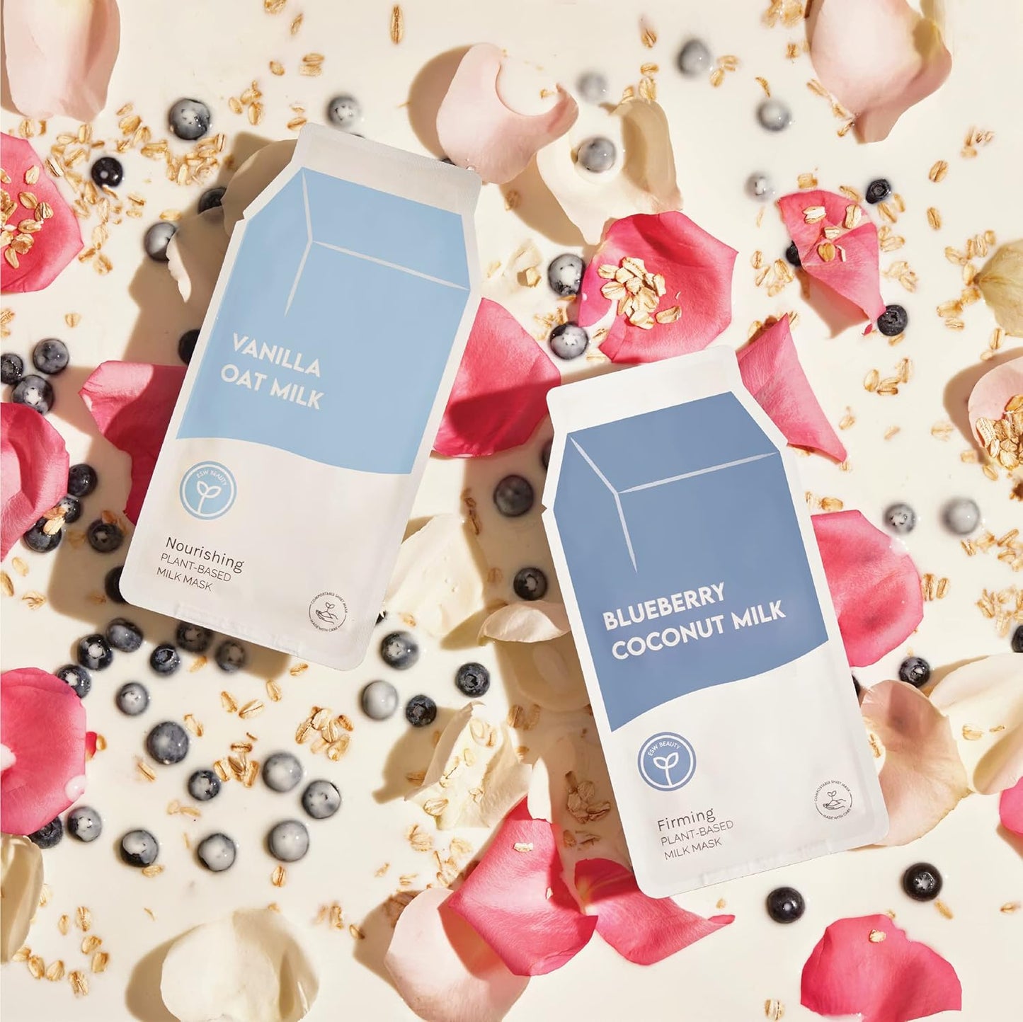 ESW Beauty Blueberry Coconut Milk - Firming Plant-Based Milk Face Mask - Rejuvenating with Blueberry & Coconut for Mature Skin - Firms & Reduces Fine Lines