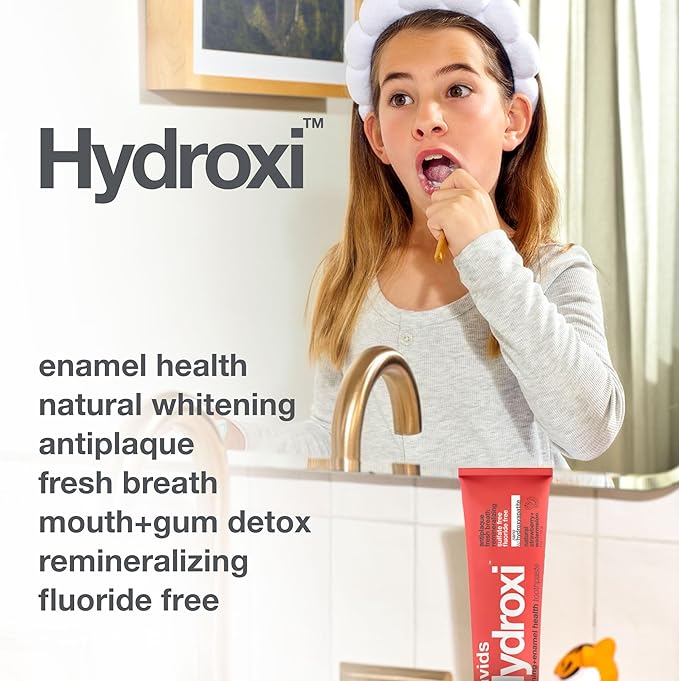Davids Hydroxi Strawberry Watermelon Fluoride Free Nano Hydroxyapatite Toothpaste for Enamel Health & Whitening, Antiplaque, SLS Free, Kid Friendly Flavor, 4 oz, Made in USA