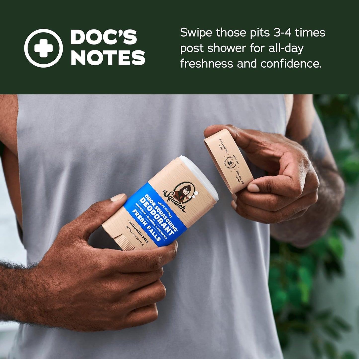 Dr. Squatch Natural Deodorant for Men - Odor-Squatching Aluminum Free - Rainforest Rapids & Fresh Falls (2.65 oz, 2-Pack)