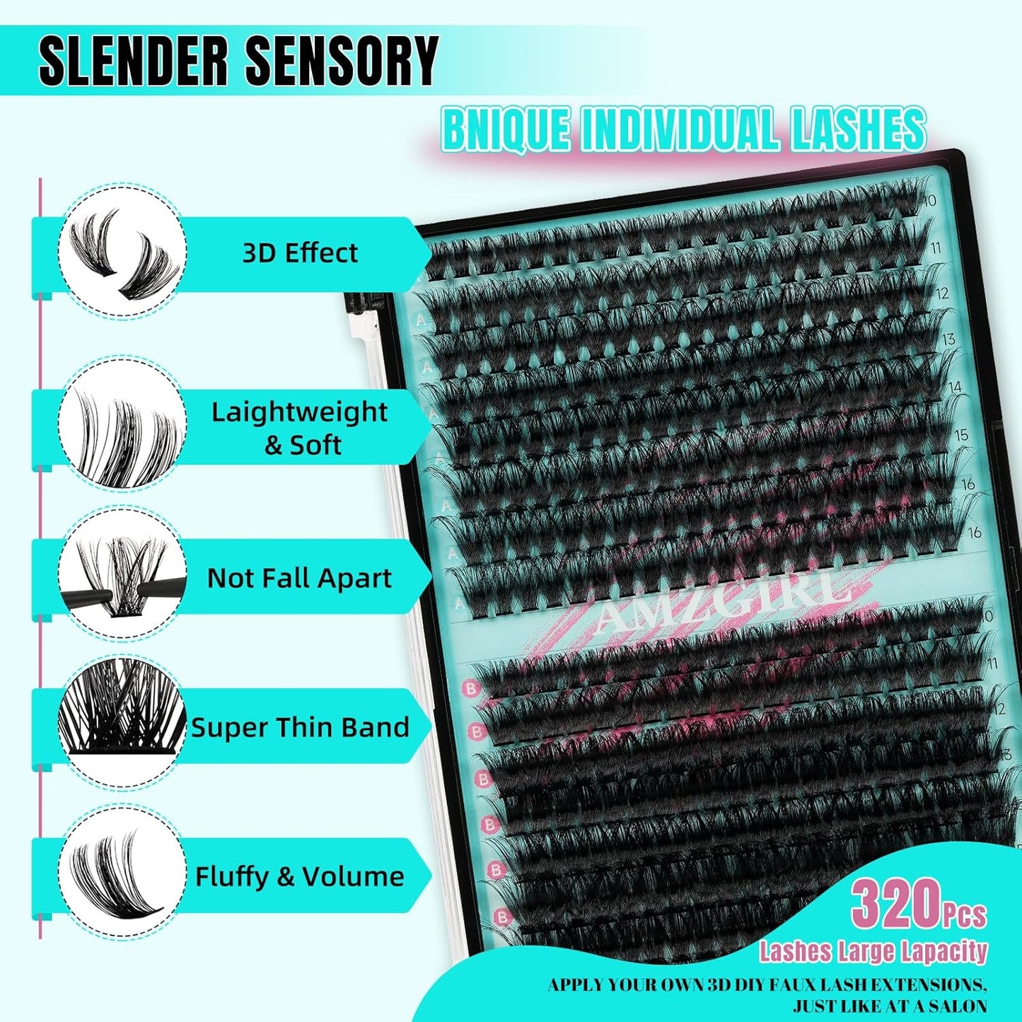 Lash Clusters 320Pcs 70D 90D,DIY Individual Eyelash Extension, Wispy Cluster Lashes Extension Volume Eyelashes Extensions for Self Use at Home (D-Mix10-16mm)