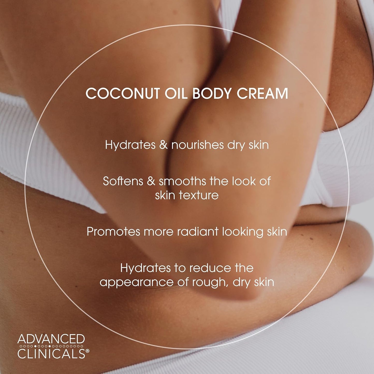 Advanced Clinicals Coconut Oil Body Cream For Women & Men | Hydrating Coconut Lotion For Extremely Dry Skin | Visible Anti Aging Body Butter Skin Care Balm Moisturizer For Hand, Heel, Feet, 16oz, 2PC