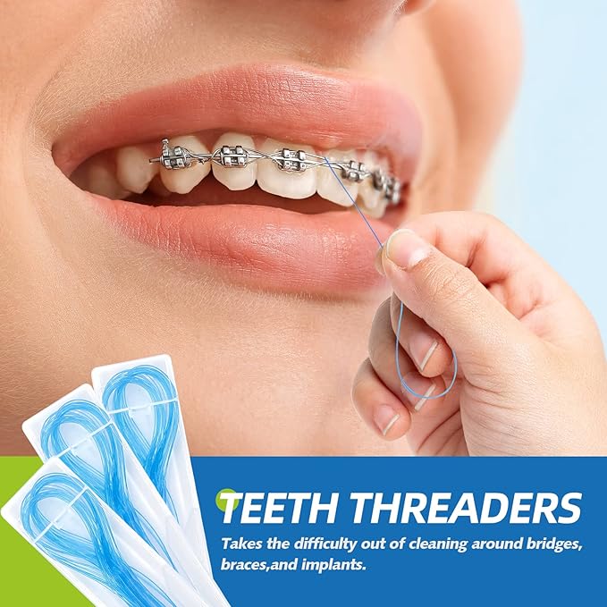 RioRand Floss Threaders, Essential Tool for Maintaining Oral Health with Braces, Bridges, and Implants 200Count (Pack of 4)