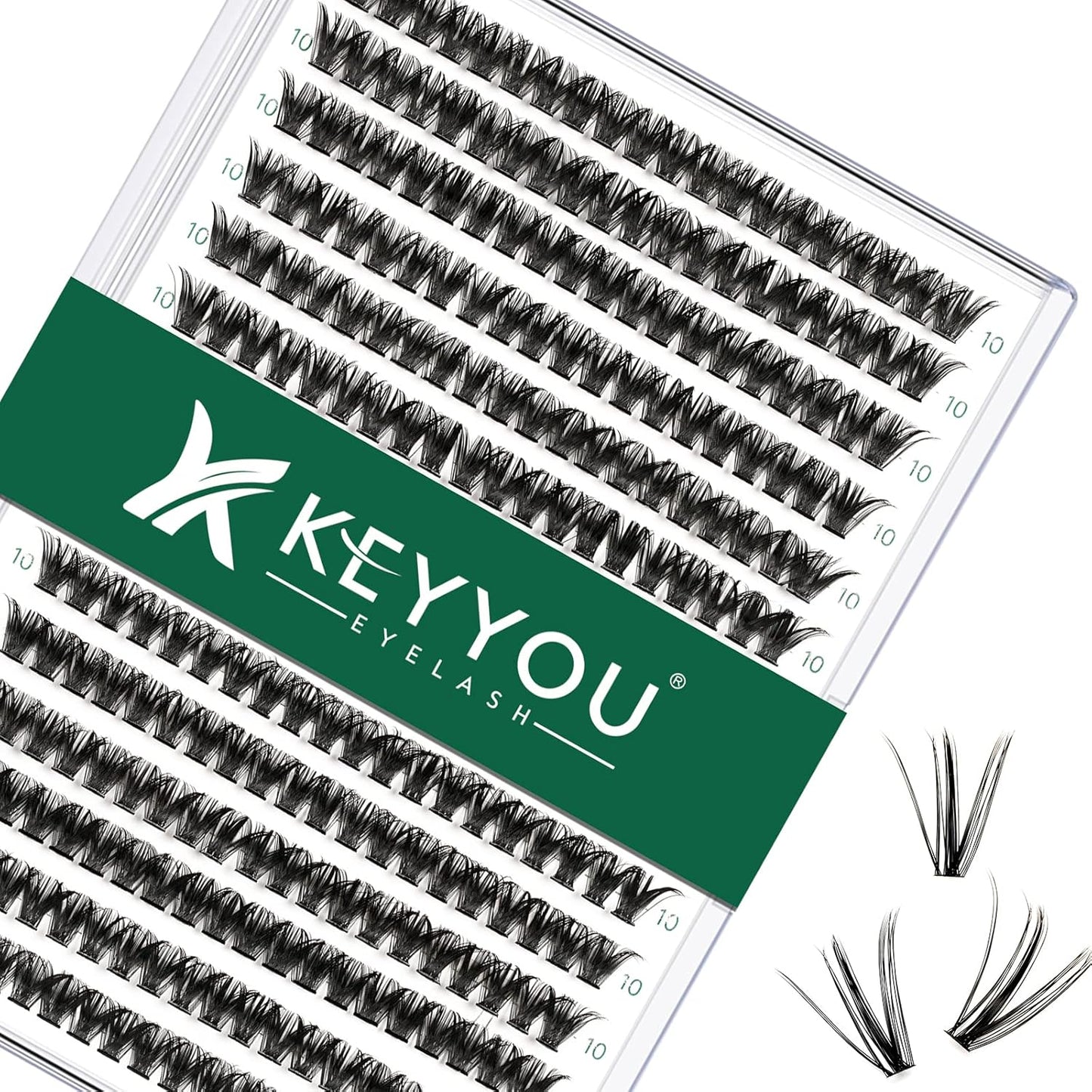 Lash Clusters 300pcs Eyelash Clusters 50D 0.07D Curl 10mm DIY Eyelash Extension KEYYOU Large Tray Volume Soft&Natural Individual Lashes(50D-0.07D,10)