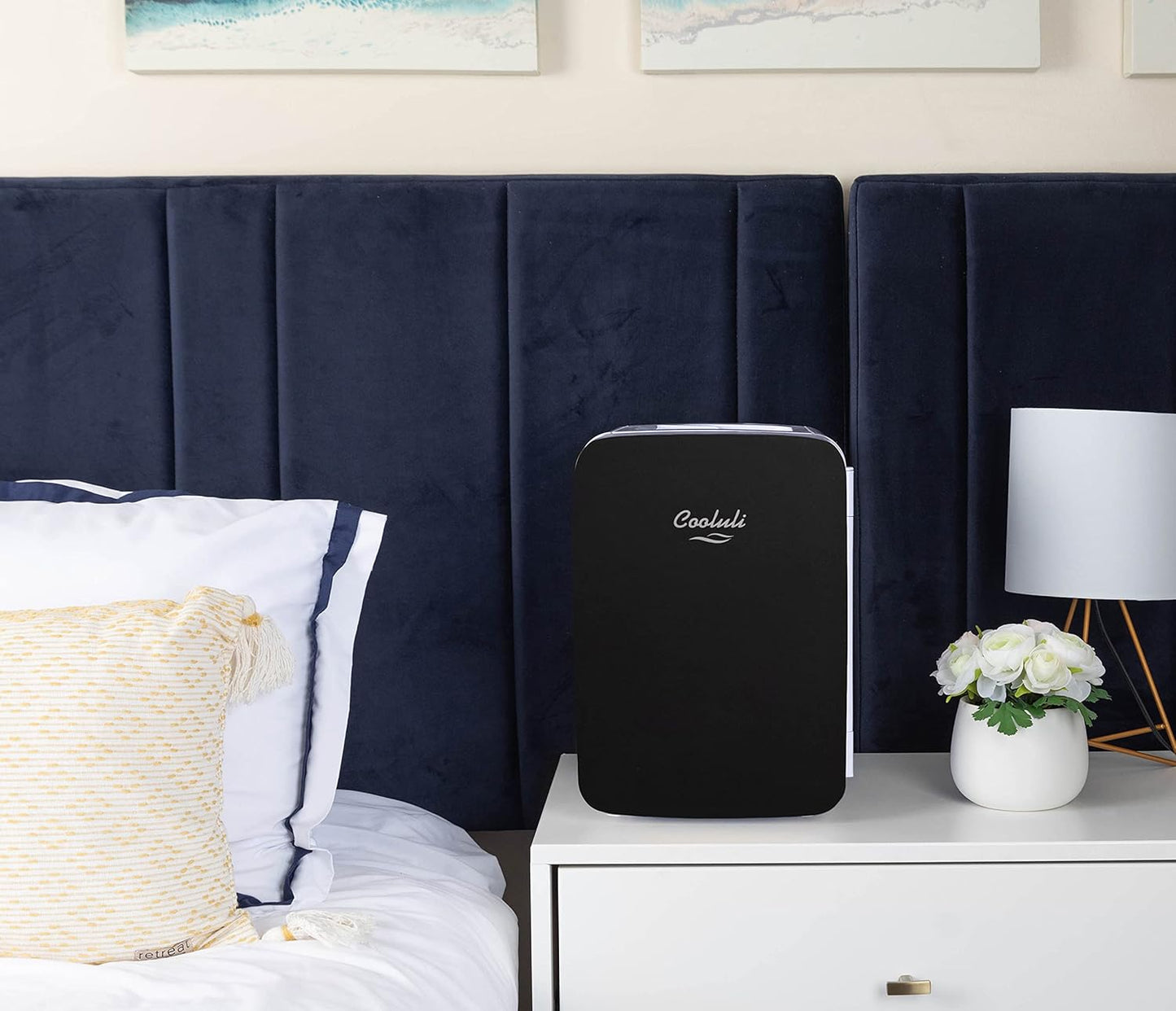 Cooluli 10L Mini Fridge for Bedroom, Car, Office Desk & Dorm - Portable Thermoelectric Cooler & Warmer for Food, Drinks, Skincare - AC/DC Refrigerator with Glass Front, Black