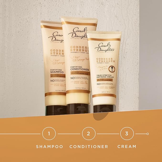 Carol's Daughter Goddess Strength True Stretch Defining Hair Cream For Waves,Coils and Curls,Curl Defining Cream with Castor Oil,6.8 Fl Oz,(Pack of 2)