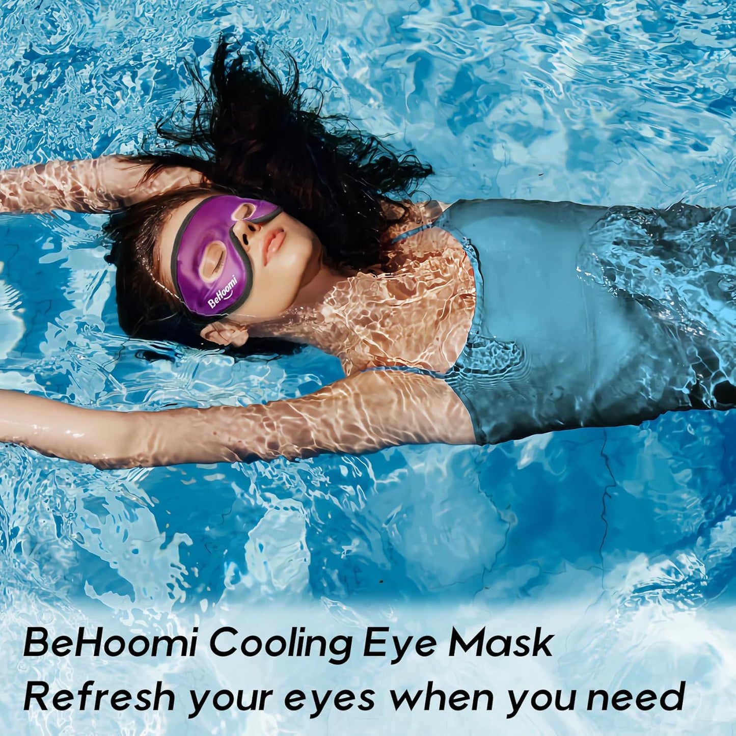 Cooling Eye Mask, Gel Eye Mask Cold Compress for Eyes, Reusable Eye Ice Pack, Cool Relaxation, Comfort Snug Fit, No Freeze, Eye Cover Ice Mask for Home, Office, 2PCS, Blue & Purple