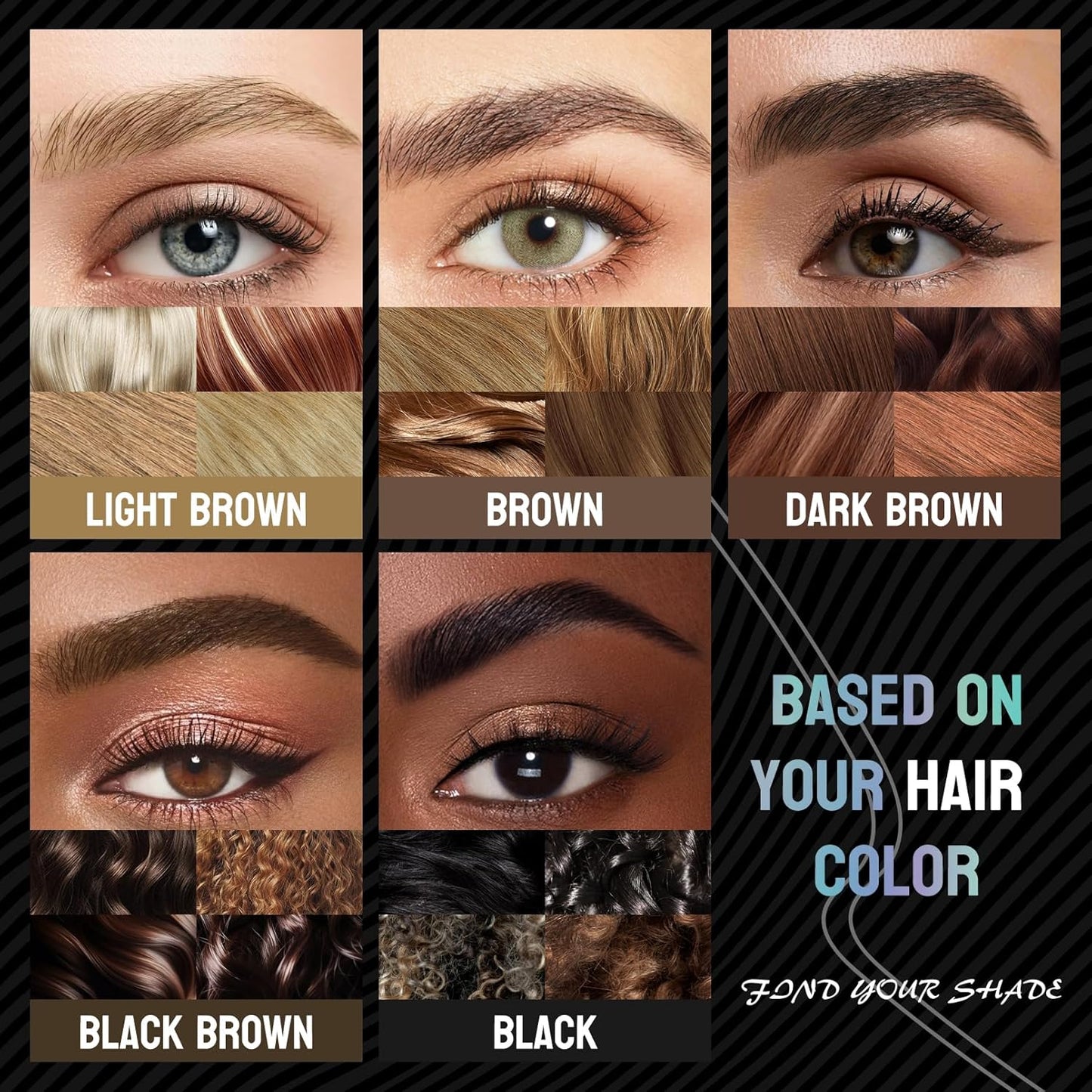 Microblading Eyebrow Pen, Curved Eyebrow Pencil 2-in-1 Dual-Ended Eyebrow Pencil 2-Fork-Tip and Single Tip Creates Natural Eyebrows Waterproof Long-lasting (Black Brown)
