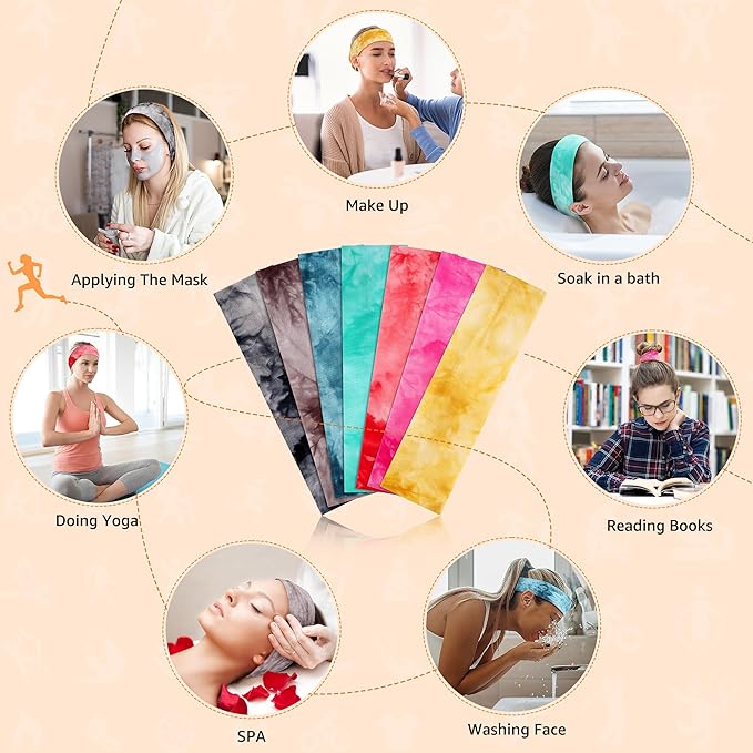 Headbands for Women, Stretchy Non Slip Soft Cotton Cloth Hair Bands for Sports, Workout, Yoga and Running, 7pcs