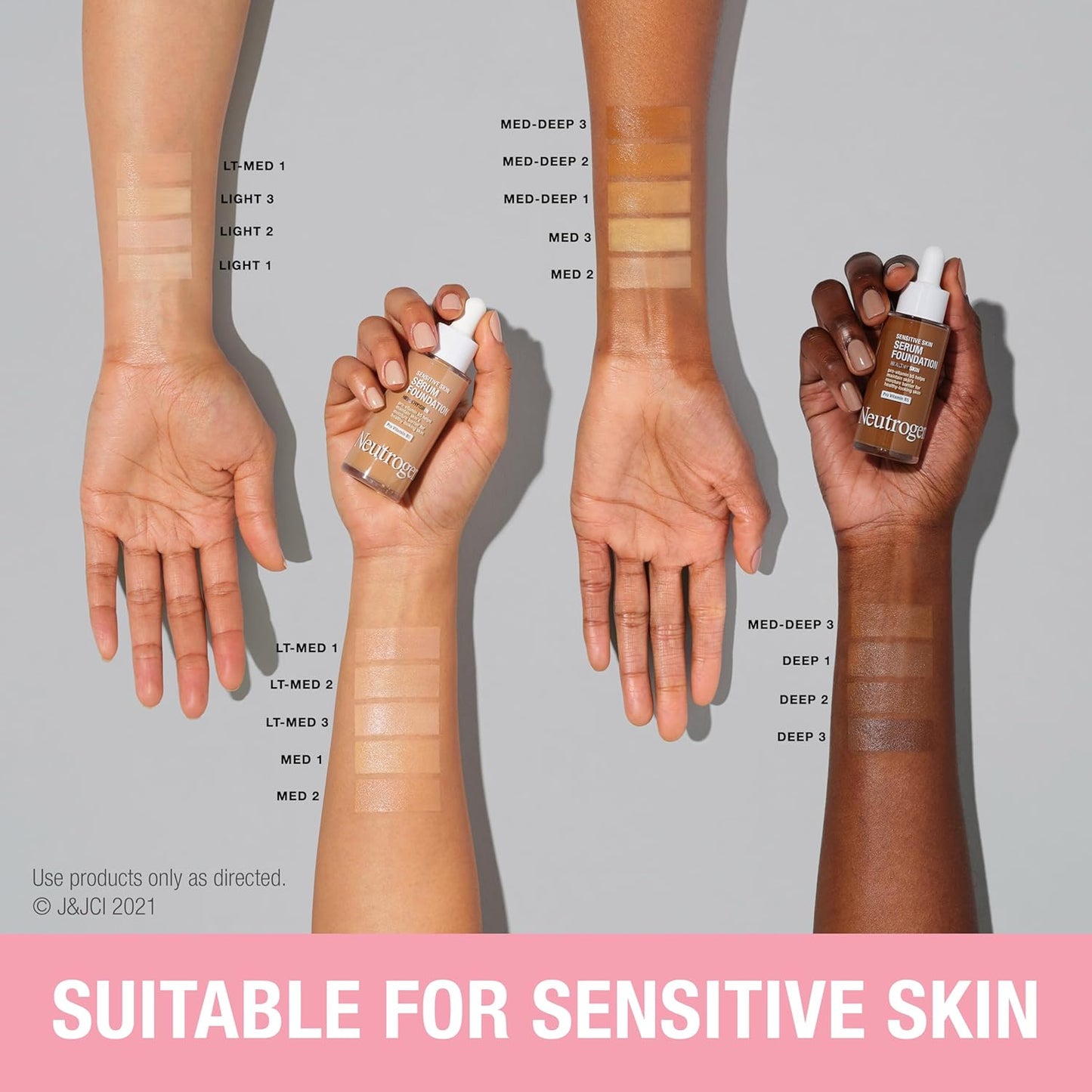 Neutrogena Healthy Skin Sensitive Skin Serum Foundation with Pro-Vitamin B5, Color Correcting & Pore Minimizing Liquid Foundation & Face Serum, Buildable Coverage, Medium/Deep 02, 1 oz
