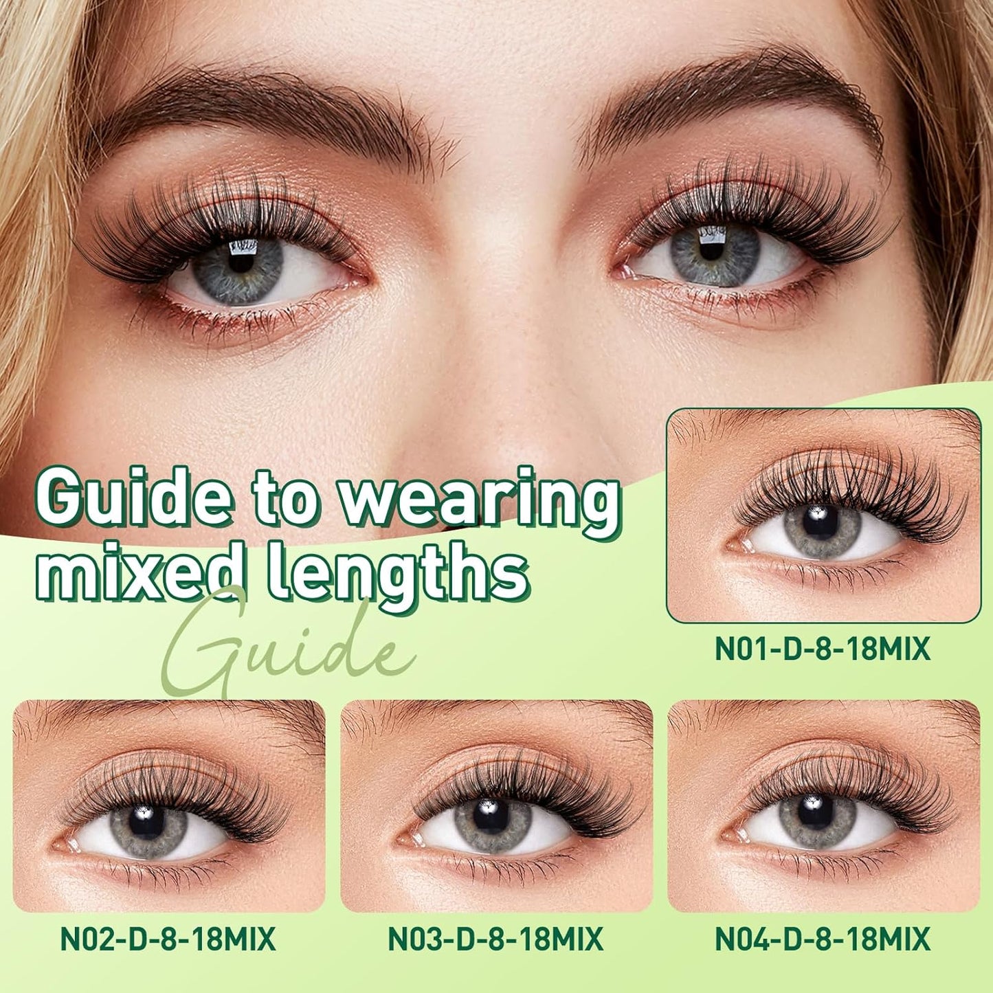 Natural Lash Clusters Wispy Eyelash Clusters 144 pcs Cluster Eyelash Extensions D Curl Individual Lashes 8-18MIX Mix Length Light and Natural Lashes Look with Thin Lash Band by KEYYOU(N01-8-18MIX-D)