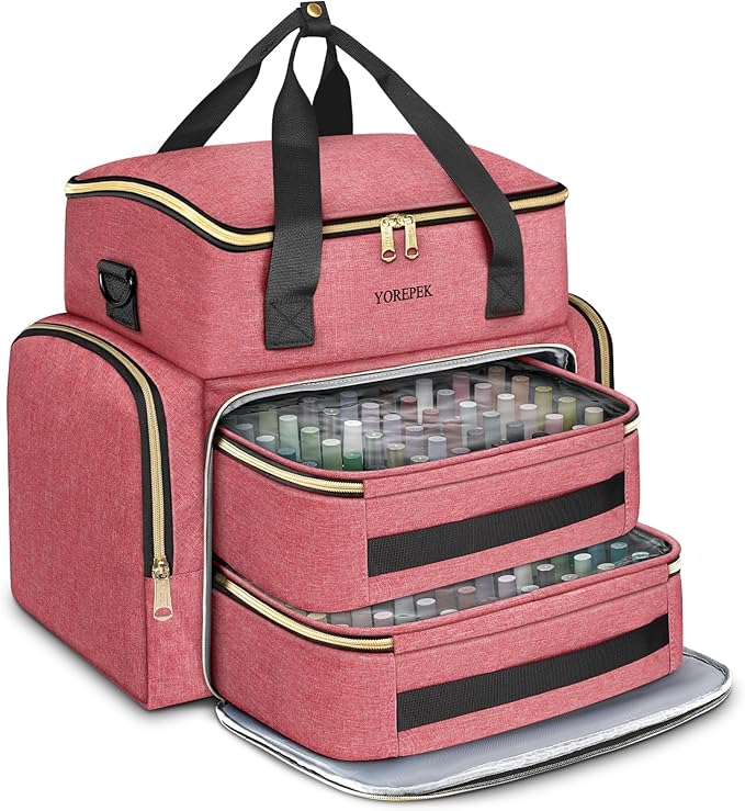 YOREPEK Nail Polish Organizer Case With Foam Inserts Protect Up 96 to 100+ Bottles (15ml/0.5 fl.oz) UV lamp, Travel Nail Tech Carrying Case with Adjustable Space for Gel Dip Powder Tips Set, Pink