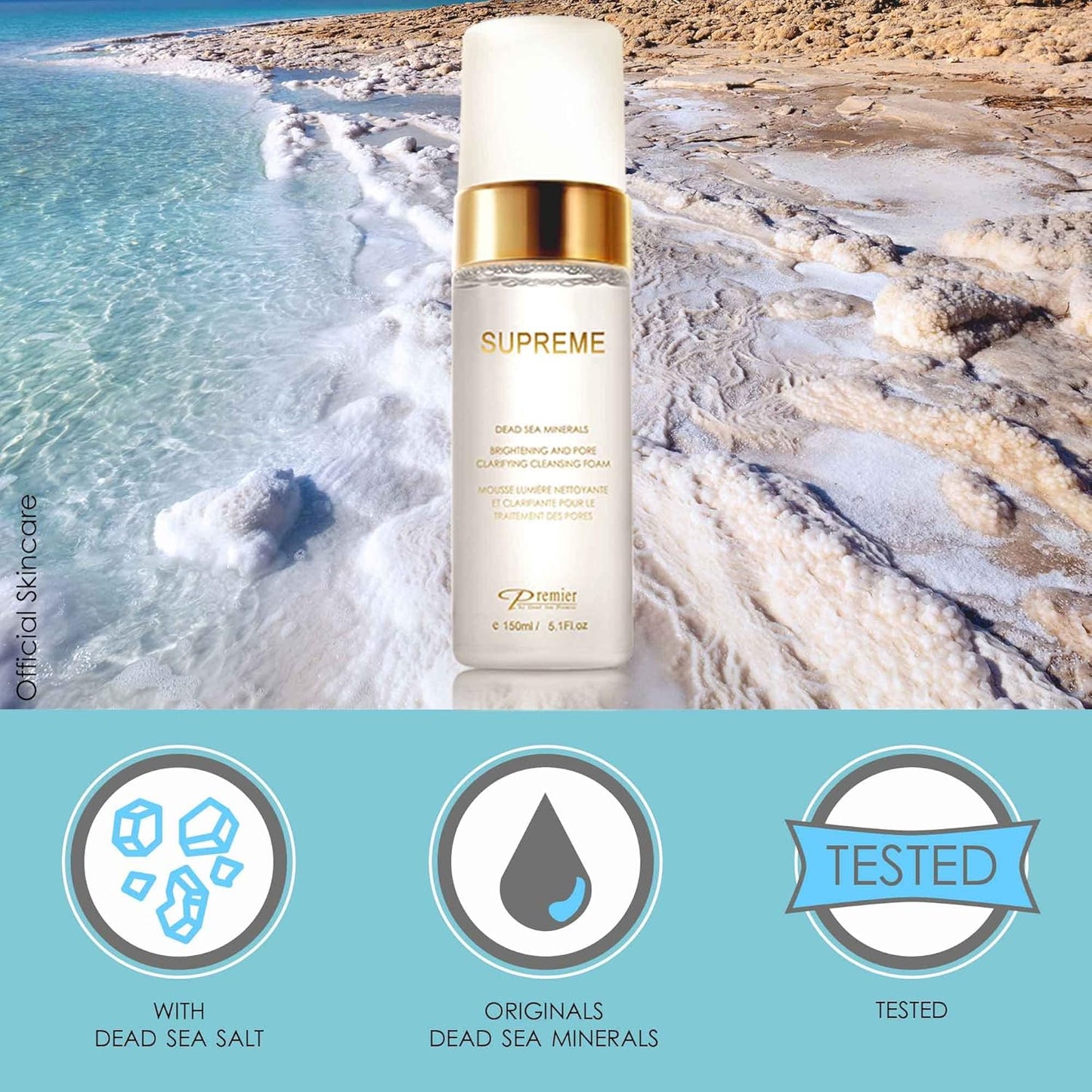 Premier Dead Sea Supreme Brightening & Pore Clarifying Cleansing Foam 5.1 Fl oz