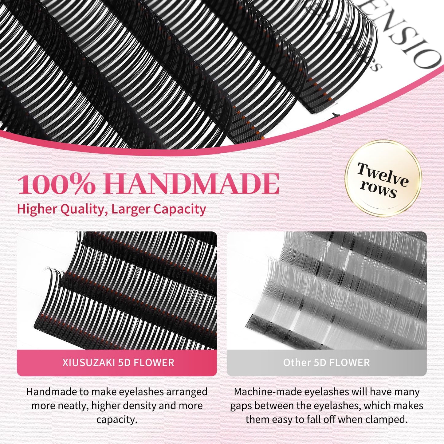 5D Flower Lash Extensions Spikes Lashes 0.07 Matte Black D Curl Lashes 12mm Volume Eyelash Extension Lash Trays Professional Use(5D Flower,0.07-D,12mm)