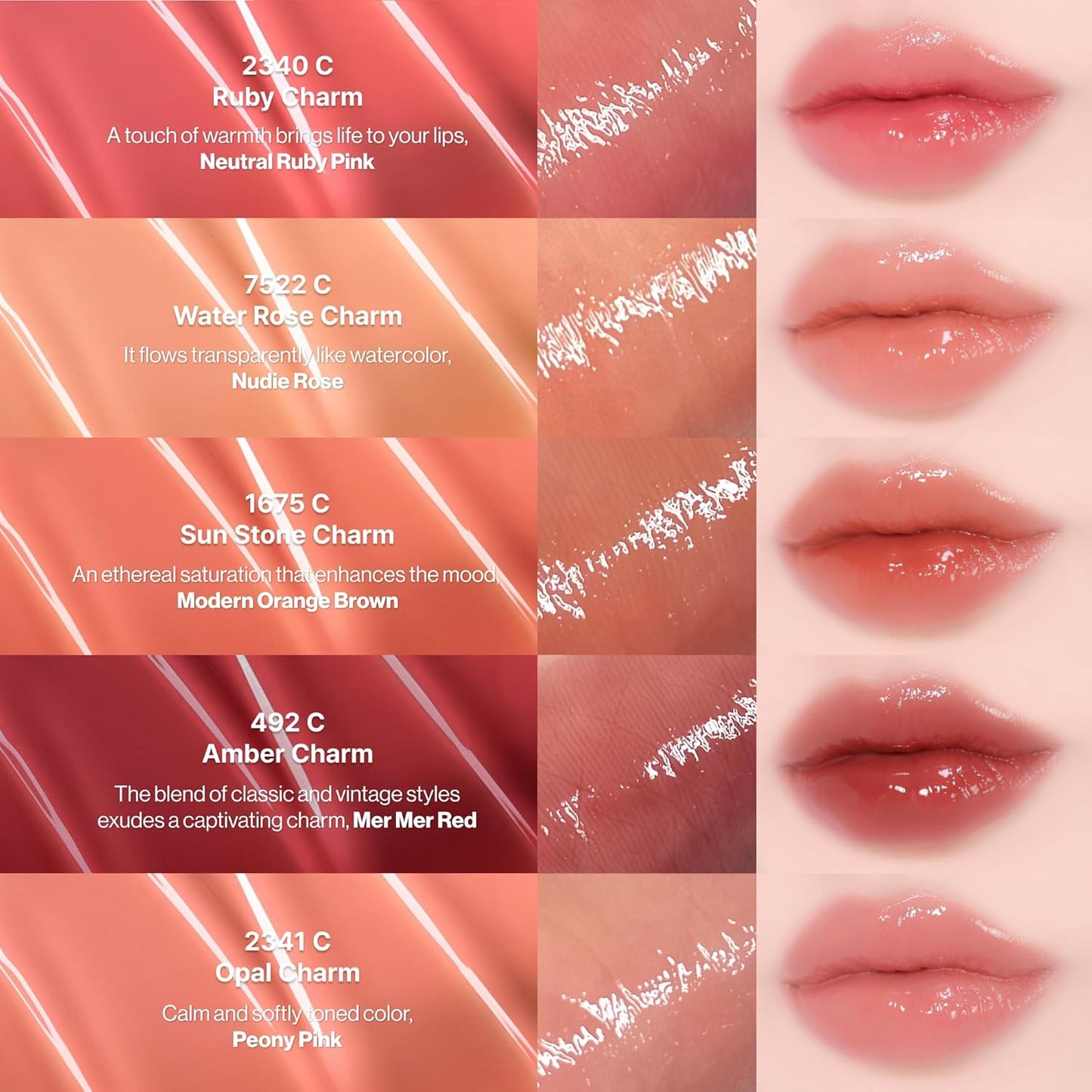 ENTROPY Makeup 2-in-1 Charm Shiny Glowy Lip & Cheek Gloss Tint Keychain, High Pigment Glossy Lip Color & Plumping Gloss, C10 Taaffeite Charm