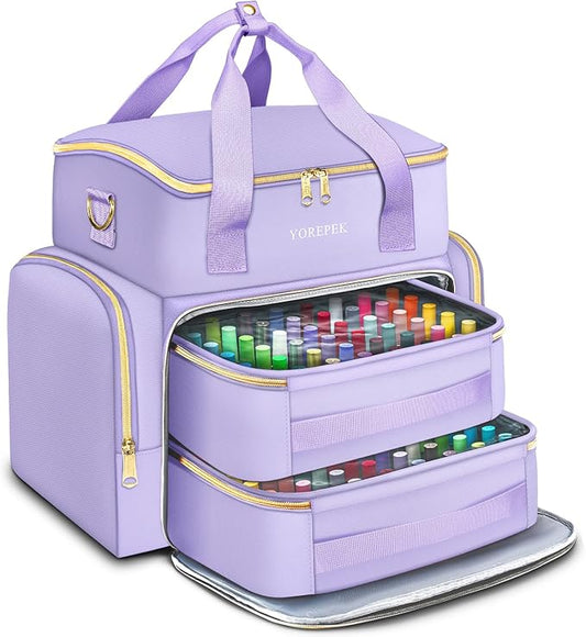 YOREPEK Extra Large Nail Polish Organizer Case Holds 96 to 100+ Bottles (15ml/0.5 fl.oz) UV lamp, Gel Polish Travel Case Bag with 2 Removable Pouches Fits Nail Suppiles, Gifts for Manicurist, Purple