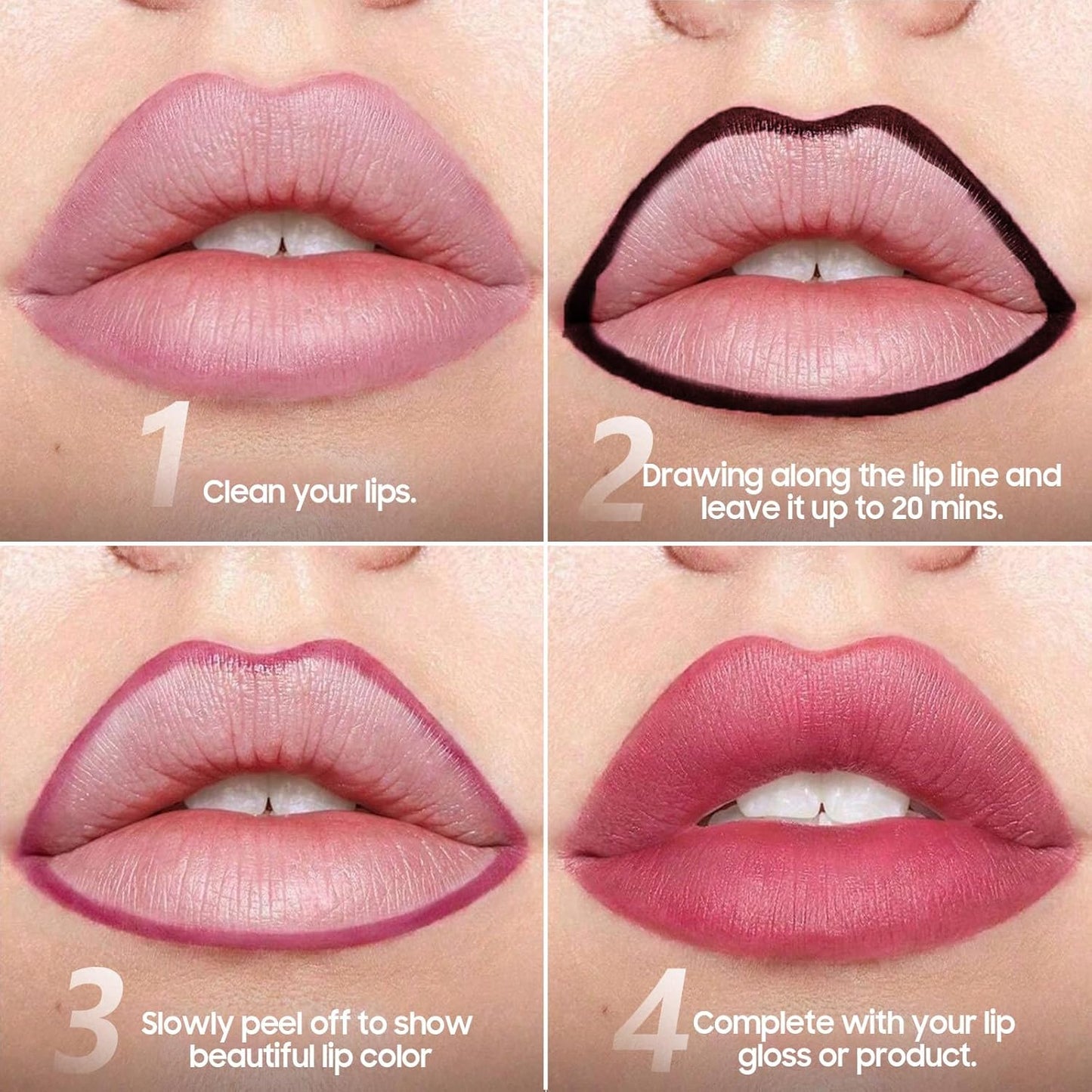 Peel Off Lip Liner Stain - Non-Stick Cup Lip Comfortable Vivid Color Peel Lip Stain Transfer-Proof & Long - Wear, Create Beauty & Charming Lip Makeup For All Skin Types with All-Day (#02 Cocoa)