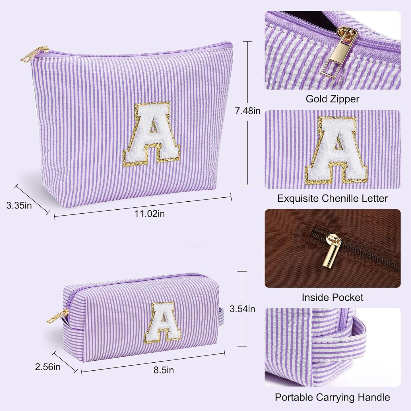 YOOLIFE Birthday Gifts for Women - Birthday Gifts Idea for Her Friends Female Teacher | Personalized Cute Makeup Bag for Women Girlfriend | Cosmetic 2 Pieces Toiletry Makeup Pouch Mothers Day Gifts L