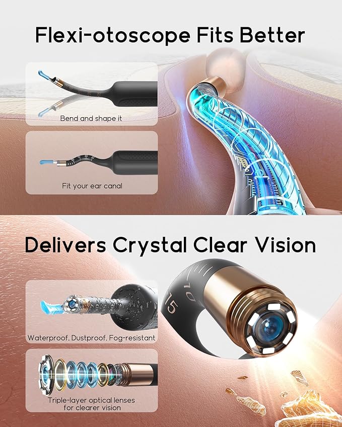 Bebird Earsight Plus R37R Ear Cleaning Camera Wax Removal Tool kit, FSA HSA Eligible Flexible Ear Scope Otoscope Camera Light, Visual Ear Picker Wireless Earwax Remover Tweezers for Adults & Kids