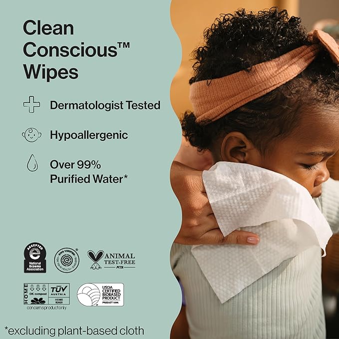 The Honest Company Hypoallergenic Multi-Use Baby Wipes for Sensitive Skin, Geo Mood, 288 Count