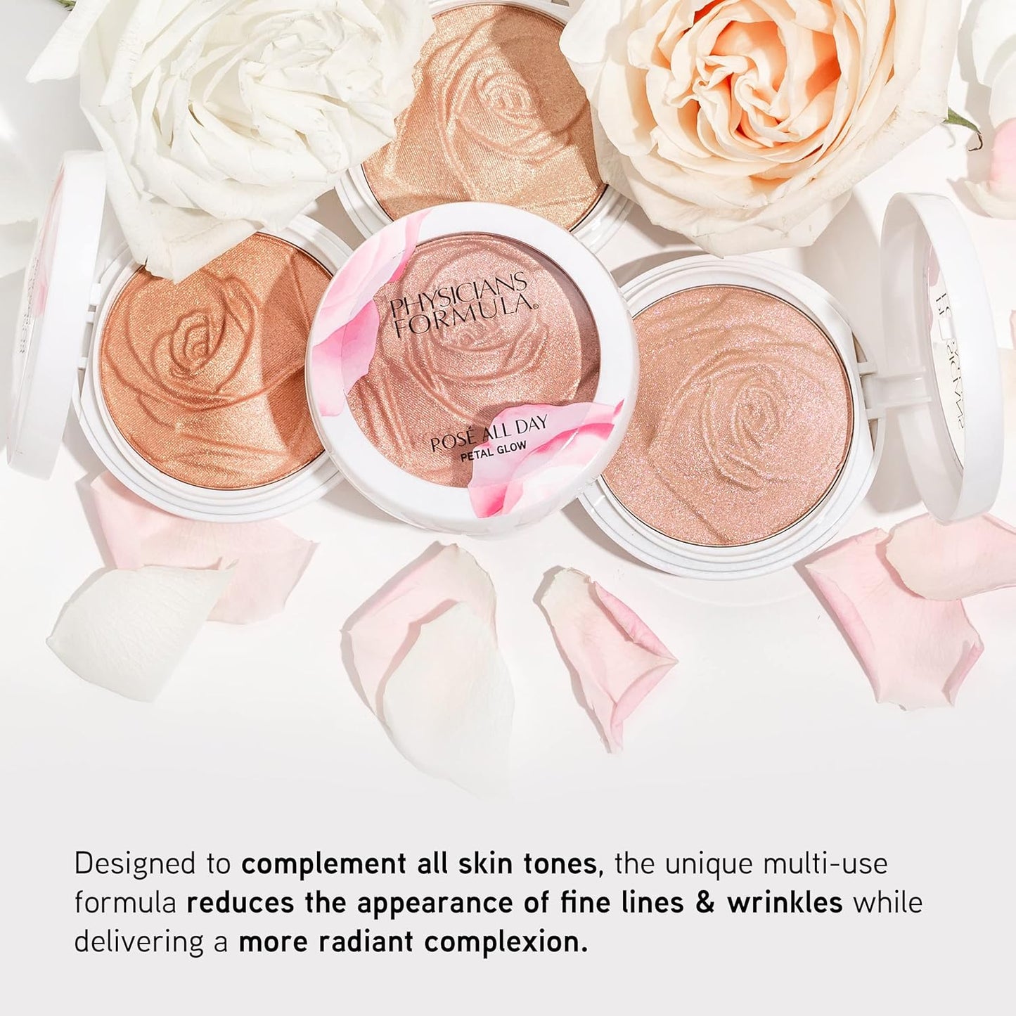 Physicians Formula Rosé All Day Highlighter Blush Face Powder Shimmer Petal Glow, Pink Freshly Picked, Dermatologist Tested, Clinicially Tested