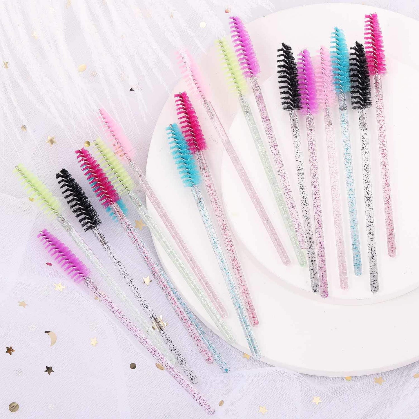 300 Disposable Mascara Wands Eyelash Brush Spoolies for Eye Lash Extension, Eyebrow and Makeup Crystal Tbestmax