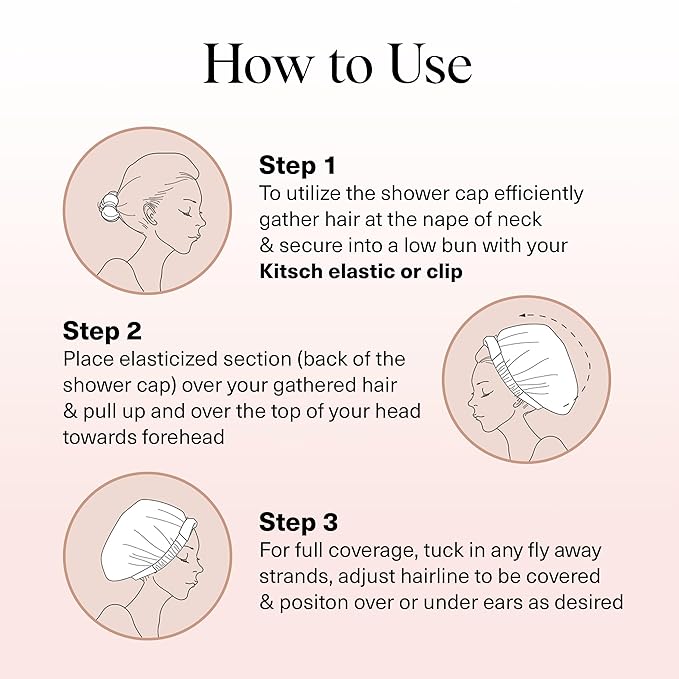 Kitsch Luxury Shower Caps for Women Reusable Waterproof - Large Shower Cap for Women, Non-slip, Quick-dry Hair Cap for Long and Short Hair, Comfortable and Stylish Design - Cherry Print