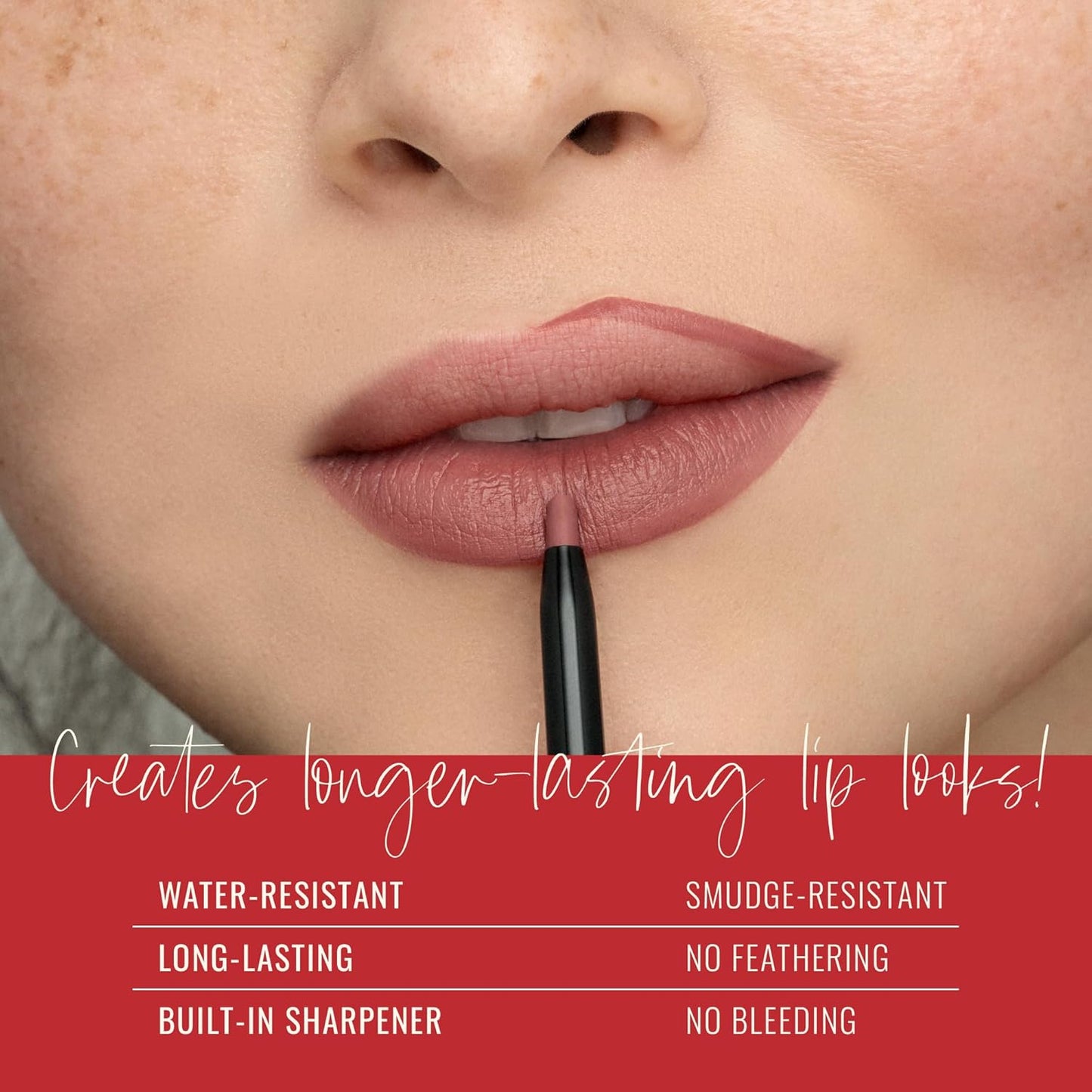 Runway Rogue Designer Liner Lip Pencil, Matte Garnet-Maroon Lip Liner Pencil and Lip Liner Sharpener, ‘Get the Look’