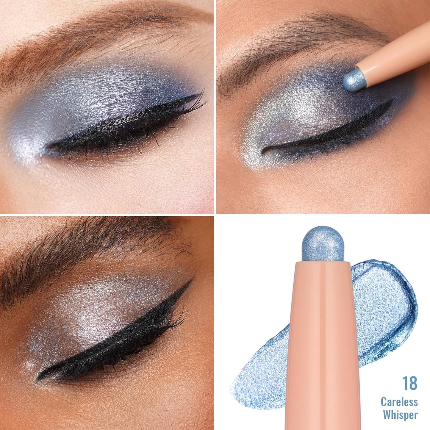 Oulac Eyeshadow Stick Set Smooth & Long Lasting, Twist-up Design Shimmering Glitter Finish, Blendable Eyes Makeup, Vegan & Cruelty-Free 3.8g X 4PCS
