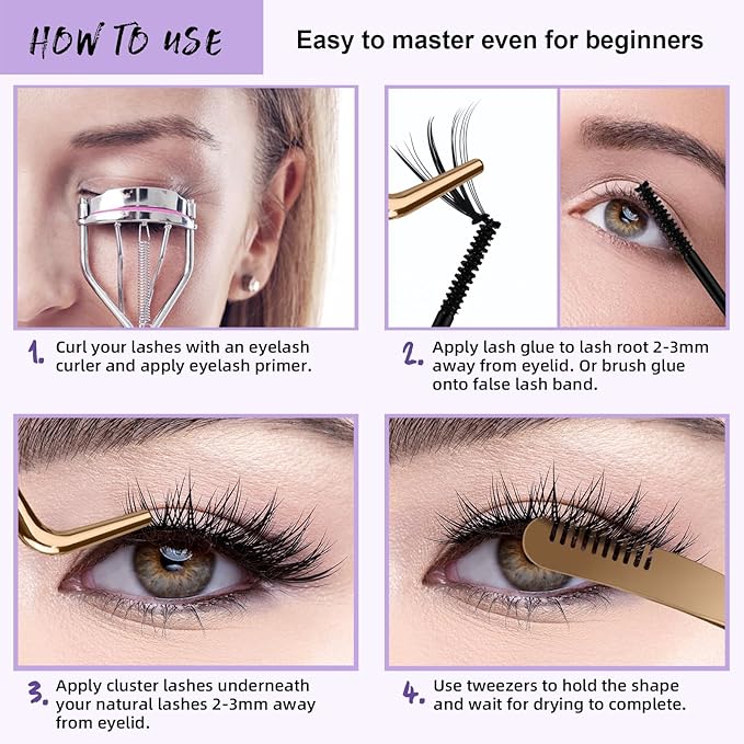 Lash Cluster Glue 10 ML Lash Bond Black Long Retention Eyelash Glue for Personal DIY Eyelash Extension Waterproof Bond Mild High Adhesive for Beginners (Black,10ml)