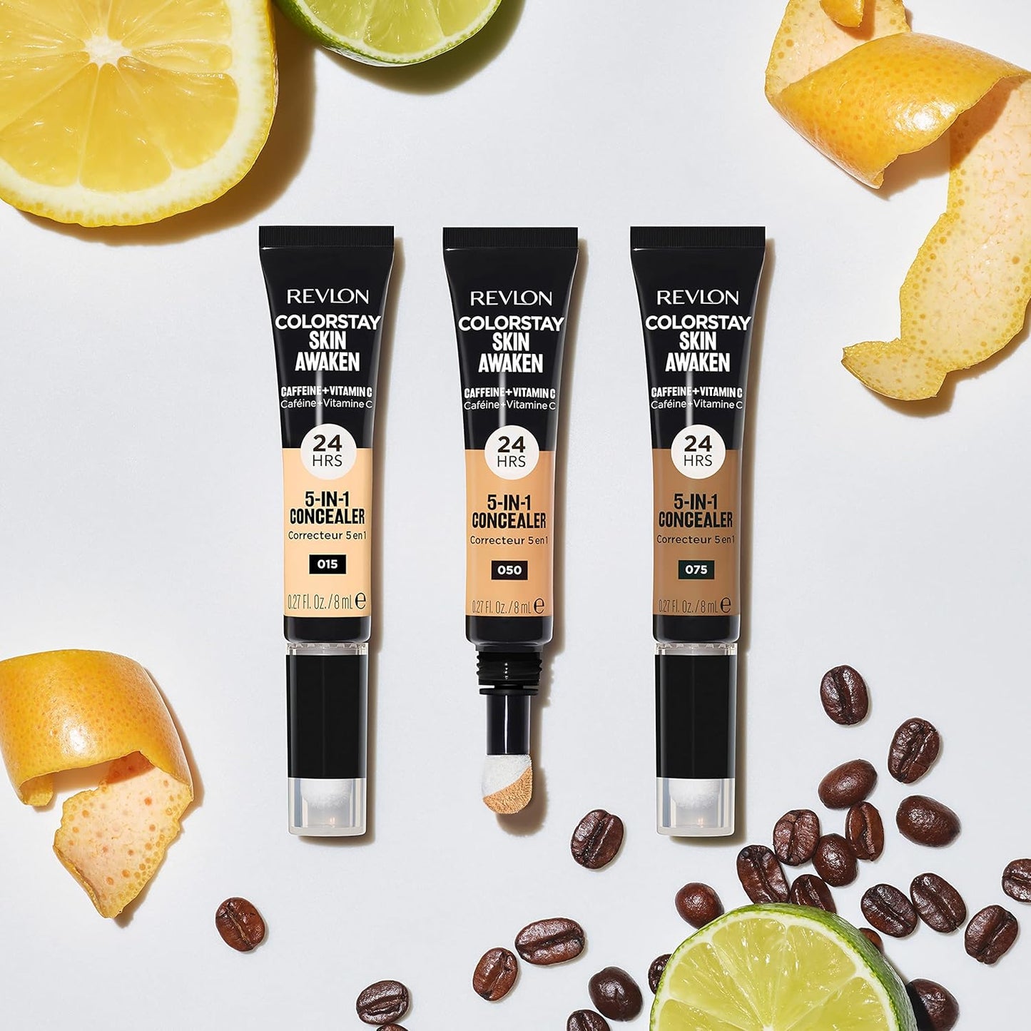 Revlon ColorStay Skin Awaken 5-in-1 Concealer, Lightweight, Creamy Longlasting Face Makeup with Caffeine & Vitamin C, For Imperfections, Dark Circles & Redness, 010 Vanilla, 0.27 fl oz